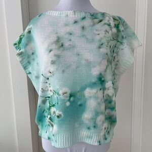 LOGGIA DE TESSITORI Cap Sleeve Pullover Knit Sweater Dreamy Floral Pattern Chic